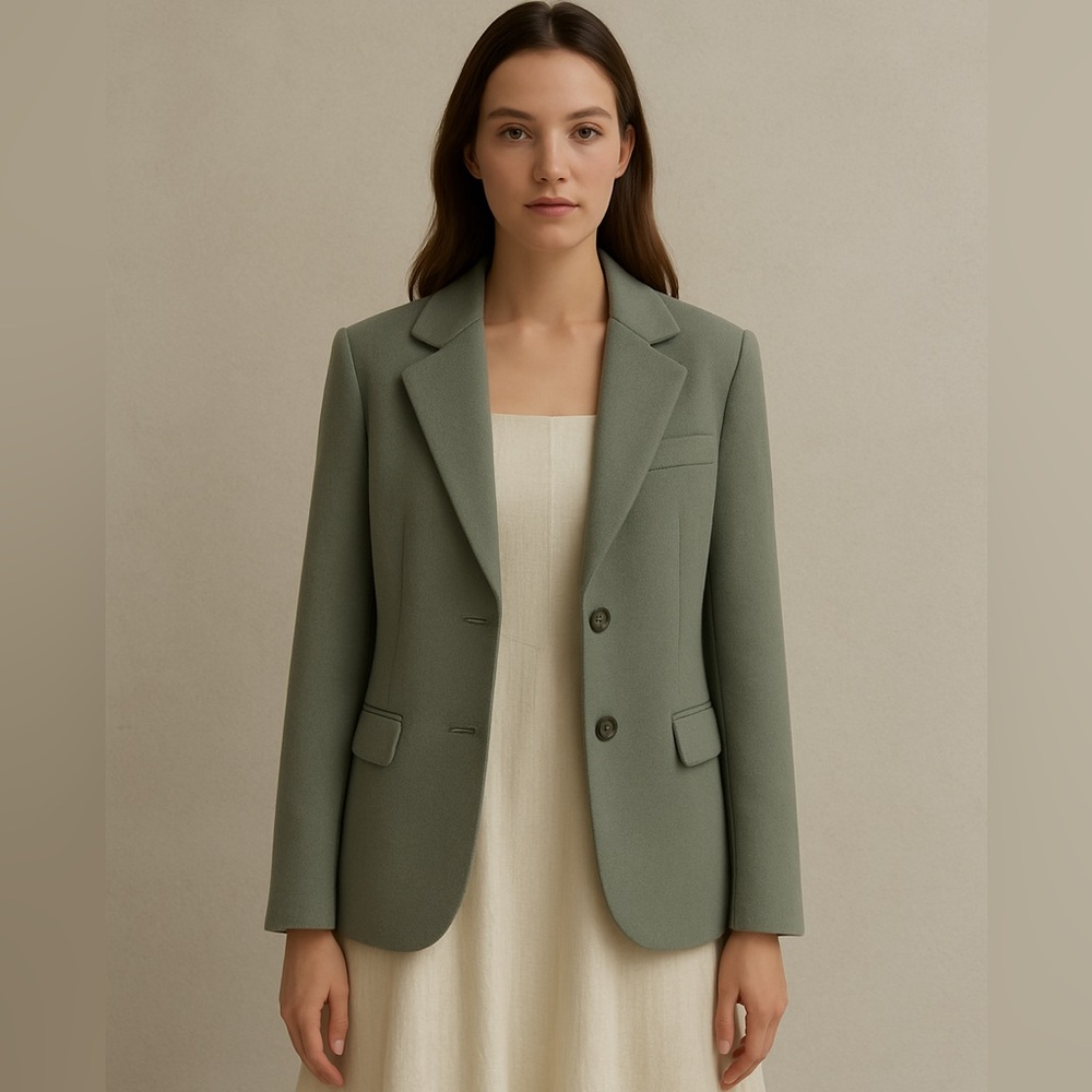 & Other Stories Women's Green Sage Coat Jacket Blazer S M US 4 NWT - Picture 2 of 5